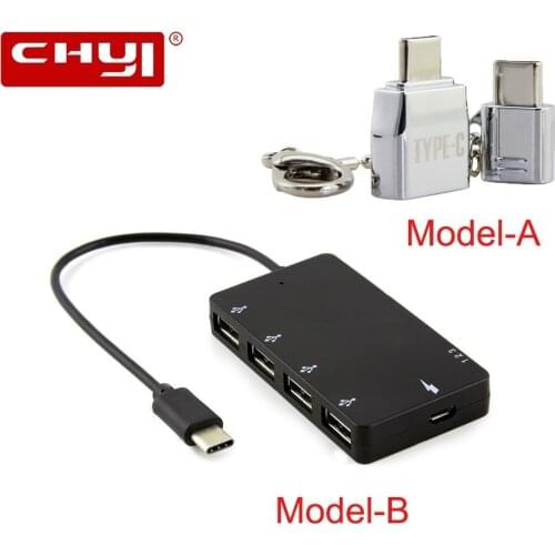CHYI USB-C Hub To USB 2.0 Micro USB Charge Port 4 Port USB2.0 Splitter Adapter Type C Micro USB OTG For Macbook Pro Laptop