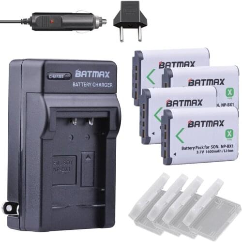Batmax 4x Bateria NP-BX1 NP BX1 Batteries +Car Charger+EU plug for Sony DSC RX1 RX100 AS100V M3 M2 HX300 HX400 HX50 HX60 GWP88