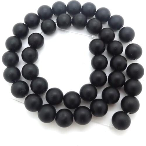 Free Shipping,Wholesale 5 strands/lot 8mm Natural Black Matte Frosted Onyx Precious Stone Loose Beads For Jewelry Making