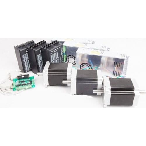 Free Ship US&US Ship 3Axis Stepper Motor Nema 34 Dual shaft 878ozin 34HST9805-02B2 Driver D860MA 200W/60V CNC Controller Kit