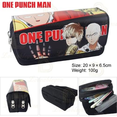 Anime One Punch Man Pencil Case Bag Yellow Student Stationery Pouch Cosmetic Travel Makeup Storage Bag