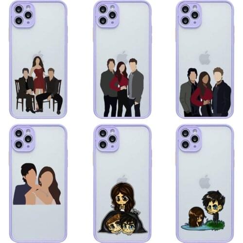 The Vampire Diaries Damon Phone Case For iphone 12 11 Pro Max Mini XS 8 7 Plus X SE 2020 XR Light purple Matte Transparent Cover