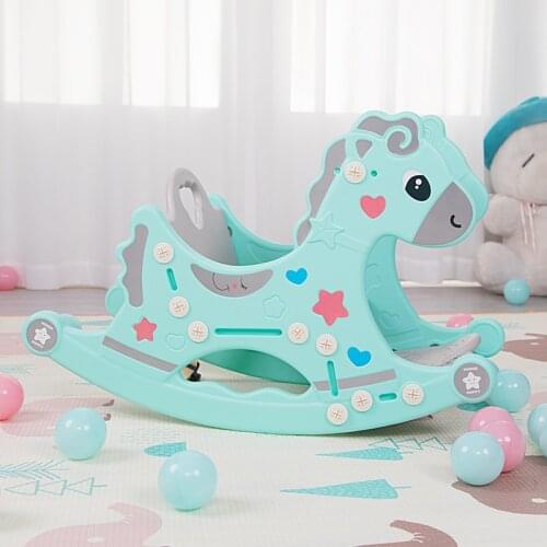 LazyChild Infant Rocking Horse For Kids 2 In 1 Baby Toy Children Stool Ride Horse Toy Multifunction Birthday Gift Dining Table