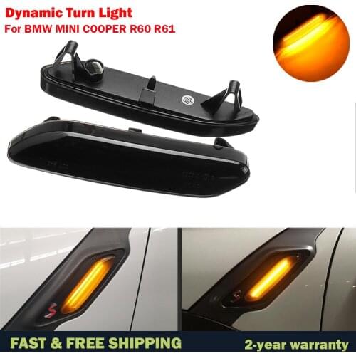 Dynamic Scroll Flashing LED Side Marker Indicator Lamp Turn Signal Fender Lights For BMW MiNi Cooper R60 R61 Countryman Paceman