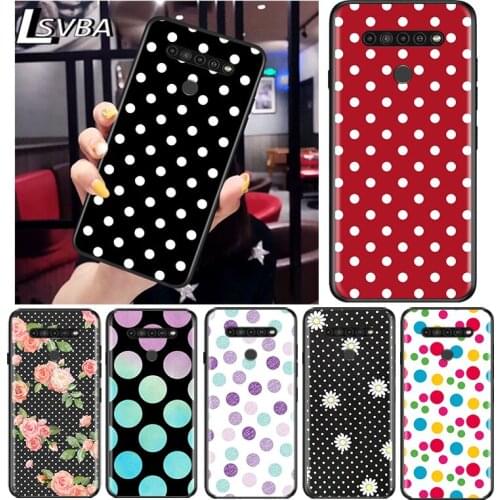 Polka Dots for LG G8 G8S G8X V30 V35 V40 V50 V60 ThinQ Q60 K40 K50 K30 K41 K51 K61 K71 K92 Black Phone Case