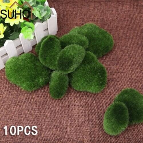 10Pcs Artificial Moss Fuzzy Stones Micro Landscape Decoration DIY Accessories Grass Aquarium Garden Plant Lawn Mossy Stone
