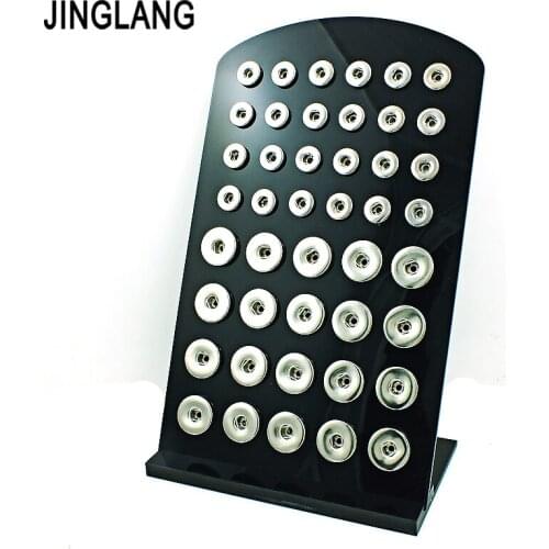 JINGLANG 12mm and 18mm Mix Snap Button Display Stands Fashion Black Acrylic Interchangeable Snap Jewelry Display Board