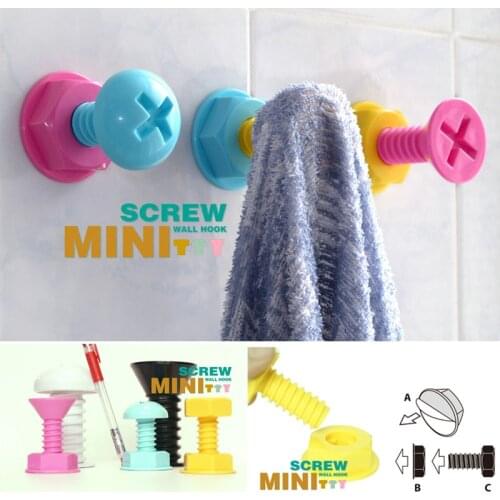 Creative Hook Homeware Painted Candy Colors Simply Screw Hanger Adhesive Hook Mini Screw Wall Door Hook Key Hangers Decoration