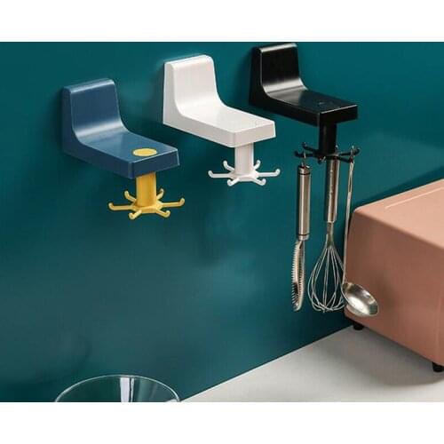 Kitchen Hook Hanger Gadgets Accessories Bathtub Wall Mounted 360 ° Rotating Tableware Racks Holders Tools Storage Shelves