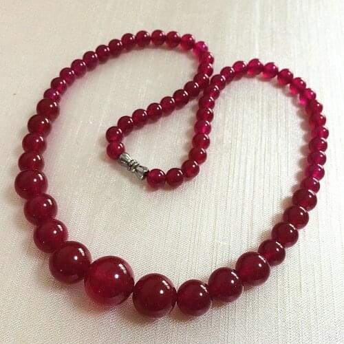 Fashion 6-14mm natural brazilian rose red stone chalcedony jades charms women chain choker tower necklace 18inch GE4040