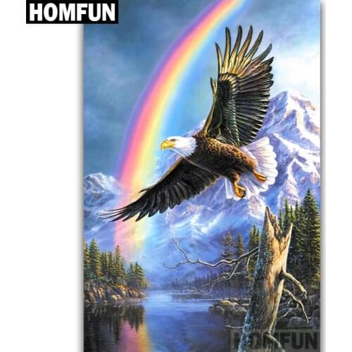 HOMFUN Full Square/Round Drill 5D DIY Diamond Painting "Eagle Rainbow" Embroidery Cross Stitch 5D Home Decor Gift A06804