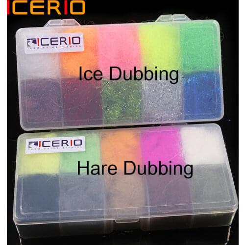 ICERIO10 Colors Dub Kit-Ice Dub/Hare Dub Set Synthetic Fiber Fly Tying Material For Tying Czech scud Nymphs Streamers Fly Lures