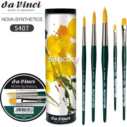 Da vinci NOVA 5407 Watercolor brush set, CosmoTop Nova Paint Brush, Synthetic with Short Green Handle