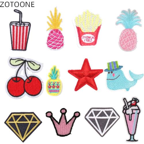 ZOTOONE Patch Iron on Stickers Patches for Clothing DIY Embroidery Diamond Pineapple Badges Stripe on Clothes Sew Applique E