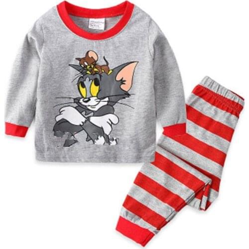 New Design Fashion Cartoon Pajamas Suit Girl Long Sleeve+Pant Two-Piece Pyjamas Children Casual Printing Family Clothing Sets