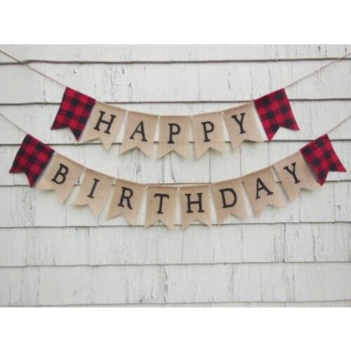 CUSTOM WOODLAND Lumberjack first birthday burlap Banners baby shower nursery room sign party Buntings garlands Photo Prop