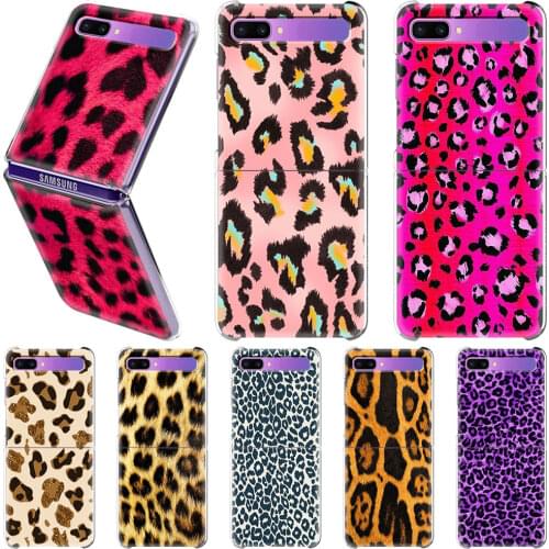 Leopard Print Transparent PC Hard Case For Samsung Galaxy Z Flip 5G Back Cover For Samsung Z Flip Phone Shell Coque