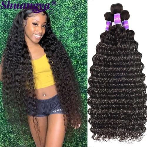 Brazilian Deep Wave 3 Bundles 3 Pcs/Lot Human Hair Bundles 8-28 Inch Remy Human Hair Extensions Free Shipping For Miss Cara