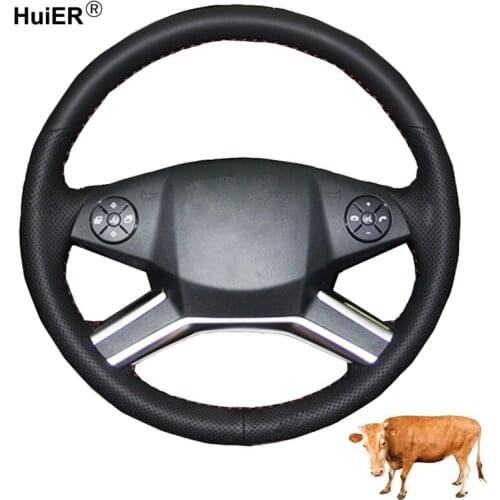Hand Sewing Car Steering Wheel Cover Top Cow Leather For Mercedes Benz M-Class 2009 2010 2011 R-Class 2010-2017 GL-Class 2010