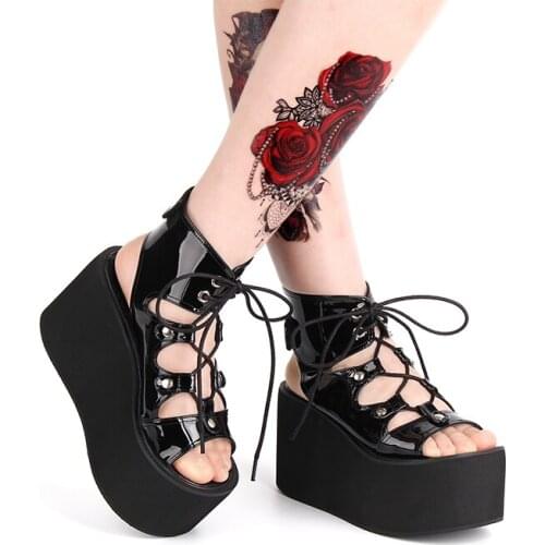 2020 Summer Harajuku Punk Lolita 10cm Thick Platform Gladiator Sandals