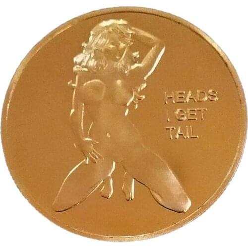 Sexy Woman Coin Get Tails Head! Adult Challenge Lucky Girl Commemorative Coins Collection Gold Challenge Coin