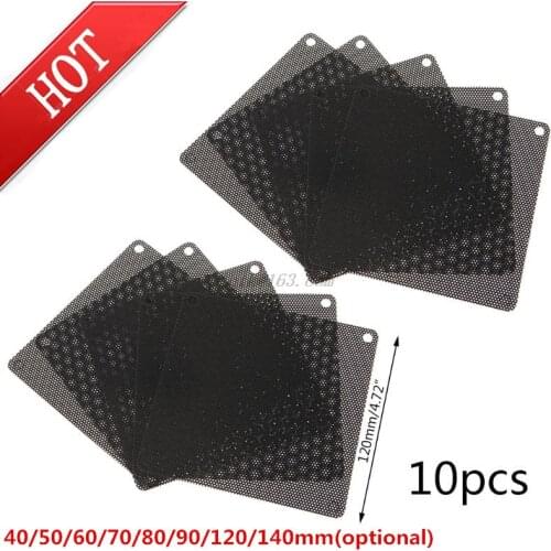 10 Pcs 120mm PVC Computer Fan Dust Filter PC Dustproof Case Cuttable Mesh Cover Black Computer Case Accessories