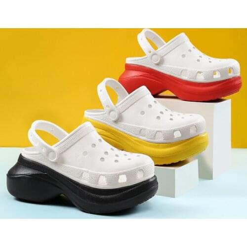 Summer Women Slippers 7.5cm Platform Garden Shoes Outdoor Pool Sandals Women Clogs Beach Slippers Bathroom Flip Flops Slides