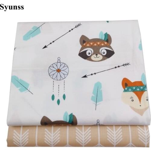 Syunss Cartoon Bear Arrow Printed Cotton Fabric DIY Handmade Sewing Patchwork Baby Cloth Bedding Textile Quilting Tilda Tissus