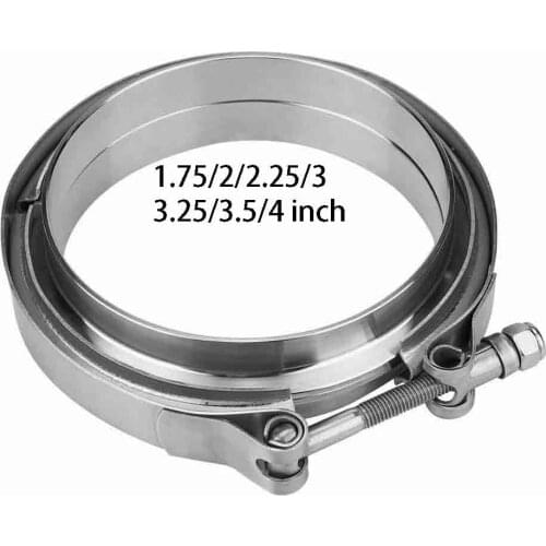 Stainless Steel with Male/Female Flange 1.75/2/2.25/3/3.25/3.5/4 inch Downpipes Pipe Turbo Exhaust V-Band V Clamps Kits