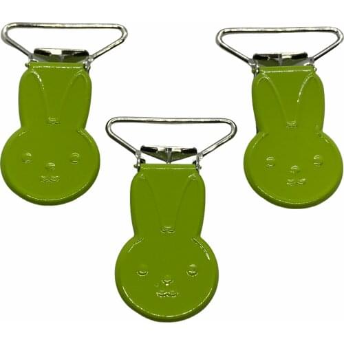 25pcs 1'' 25mm #22 LIME GREEN COLOR Rabbit Bunny Shape Suspender Clips