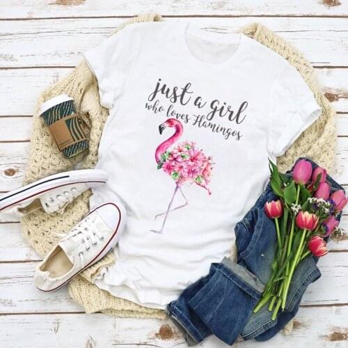 Women Graphic Flower Flamingo Floral Cute Fashion Summer Shirt Tops Lady Clothes T-Shirt Womens Clothing Tee Female T Shirt
