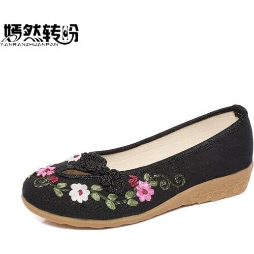 Women Flats Shoes Fashion Flower Knitted Canvas Cloth Platform Loafers Ladies Slip On Casual Flowers Ballet Shoes Woman
