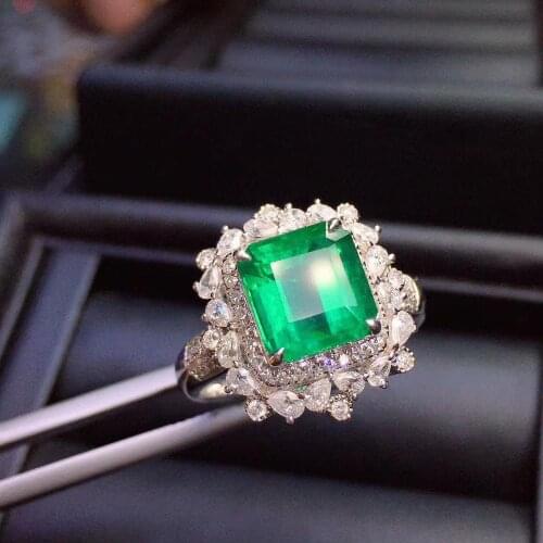 H618 Emerald Ring 2.59ct Pure 18 K Gold Vivid Green Natural Green Emerald Gemstone Diamond Female Rings for women Fine Ring