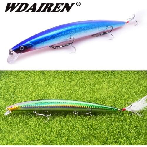 1Pcs big Minnow Fishing Lures 185mm 22g Wobblers Crankbaits Artificial Hard Baits Feather Fishing Hooks Carp Bass Pesca Isca