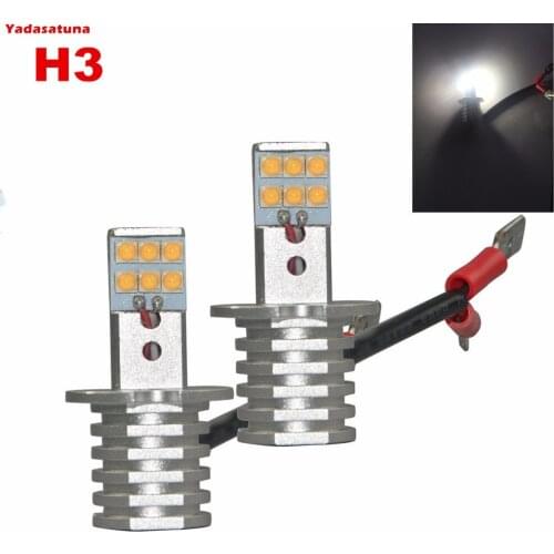 2*New White H3 Car Led Light 60W Auto External Lights Driving Lamp DRL Daytime Running Lights LED Fog Light Bulb12V 24V 1000LM
