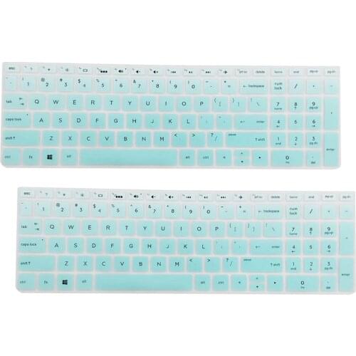 2x Silicone Notebook Keyboard Skin Cover for HP 15.6''BF Laptop Clear Green