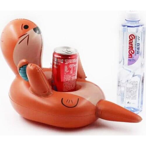 3PCS Sea Lion Cartoon Drink Holder Pool Float Inflatable Hawaii Beach Party Decoration Supplies Kids Adults Bath Toys Swim Ring