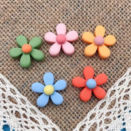 6Pcs/lot 18*18mm 5Colors Cartoon 5leaves Clover Charm Resin Diy Little Flower Jewelry Making Accessories Findings