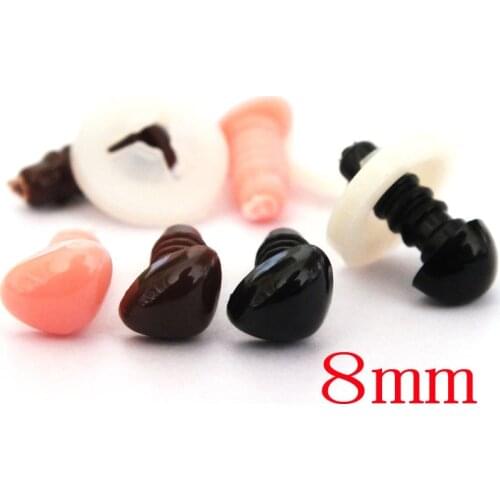 Free Shipping!! 30pcs 8mm Mixed colors Safety Triangle Nose Animal Plastic Noses Doll Part