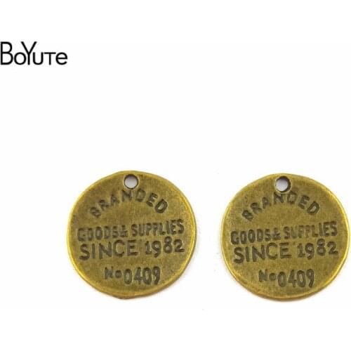 BoYuTe (50 Pieces/lot) 19MM Zinc Alloy Word Plated Charms Antique Bronze Plated Metal Pendant for Jewelry Accessories Diy