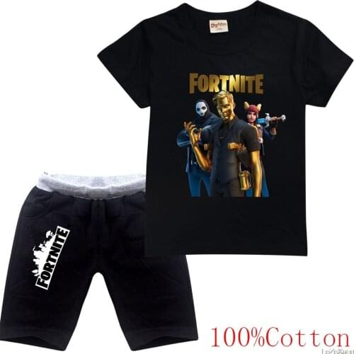 Brand Clothing Kids 2 Piece Set Fortnites Print + Shorts Clothes Baby Toddler Children Short Sleeve Costume Outfit