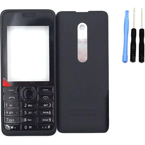 Black Housing Cover Case Keypad for Nokia 301 Asha N301 & Screwdriver Open Tools