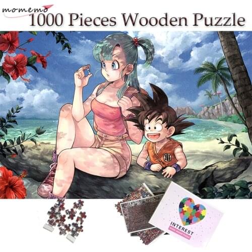 MOMEMO Anime Wooden Puzzle 1000 Pieces Childhood Bulma Son Goku Jigsaw Puzzle for Adults Cartoon Wooden Puzzle 1000 Pieces Toys