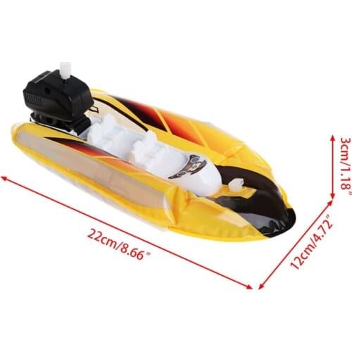 Baby Toy Kid Clockwork Wind Up Inflatable Boat Ship Play Water Bathroom Bath Toy Y4UD