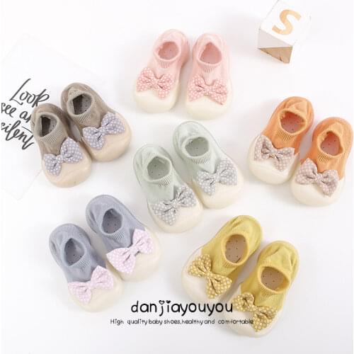 Children Anti-slip Shoes Bowknot Toddler Shoes Baby Girl Non-slip Floor Socks Baby Boy Rubber Sole Indoor Socks Infant Shoes