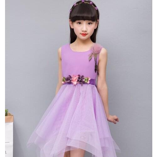 Kids dresses for girls clothes 2019 Summer dance flower dresses children clothing princess dress elegant vestido 2 colors 3-14Y