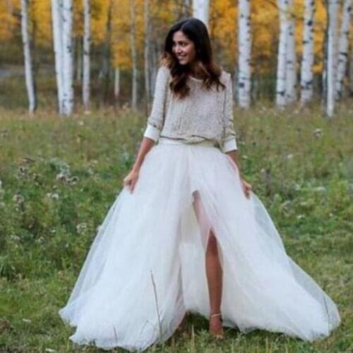 Elegant Puffy Tutu Skirts White Jupe Femme Zipper Waistline Womens Split Side Tulle Skirt Custom Made Pretty Girl Vestidos