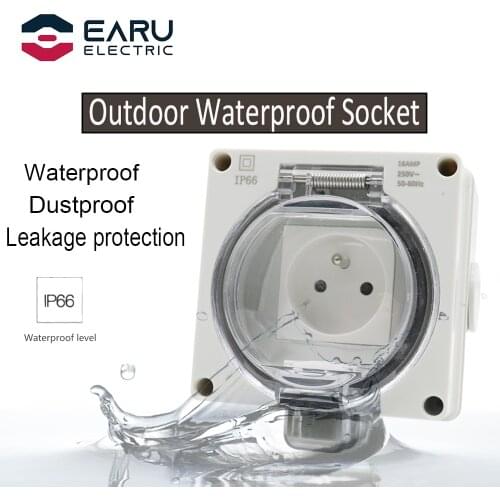 France FR Standard IP66 16A Weatherproof High-performance Plug Base For Indoors Outdoors Wall Electrical Outlet Charging Pile