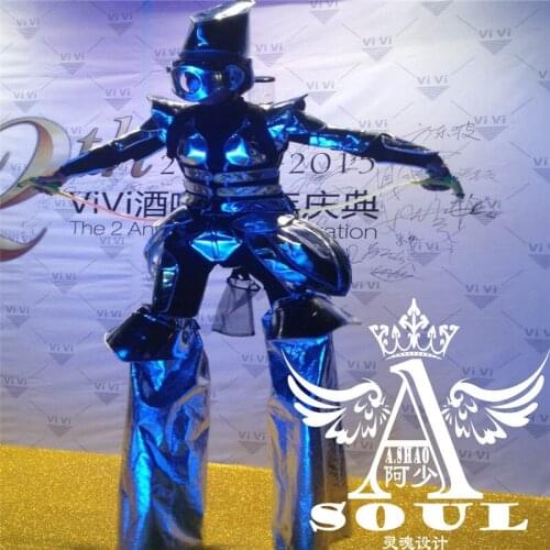 WYY DJ disco robot men suit clothing cosplay catwalk ballroom dance costumes party singer stage shows bar clothes no stilts