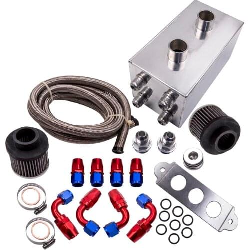 Oil Catch Can Breather For Honda Civic Acura Integra 4 Port - 10AN With Hoses